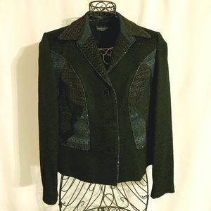 Black Brocade Multi-textured Jacket